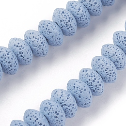 Honeyhandy Natural Lava Rock Beads Strands, Dyed, Rondelle, Light Steel Blue, 10~11x6mm, Hole: 1.8mm, about 34 pcs/Strand, 7.87 inch(20cm)