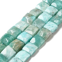 Honeyhandy Natural Amazonite Beads Strands, Faceted, Square, 10x10x6mm, Hole: 0.9~1mm, about 19~20pcs/strand, 7.09~7.48 inch(18~19cm)