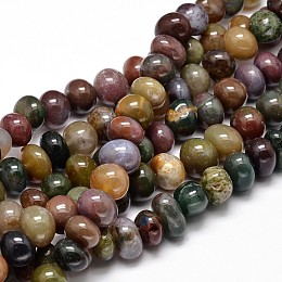 Honeyhandy Natural Indian Agate Gemstone Nuggets Bead Strands, Tumbled Stone, 6~10x9~12x8~10mm, Hole: 1mm, about 15.3 inch~15.7 inch