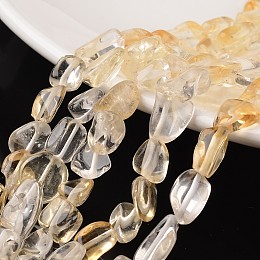 Honeyhandy Chip Natural Citrine Bead Strands, 9~15x8~12x5~8mm, Hole: 1mm, about 15.7 inch