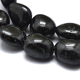 Honeyhandy Natural Black Tourmaline Beads Strands, Tumbled Stone, Nuggets, 8~10x7~8x5~6mm, Hole: 0.8mm, about 46pcs/Strand, 15.75 inch(40cm)