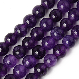 Honeyhandy Natural Quartz Beads Strands, Dyed & Heated, Imitation Amethyst, Round, Purple, 6~6.5mm, Hole: 1mm, about 62pcs/strand, 15.16 inch(38.5cm)