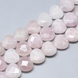Honeyhandy Natural Rose Quartz Beads Strands, Faceted, Heart, 14.5~15x15~15.5x7~8mm, Hole: 1.2mm, about 14pcs/strand, 7.6 inch