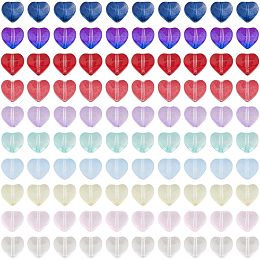 DICOSMETIC 200Pcs Glass Heart Beads 10 Colors Transparent Spray Painted Glass Beads Crystal Heart Spacer Beads 3D Puffed Kawaii Love Beads for DIY Bracelet Jewelry Making, Hole: 0.9mm