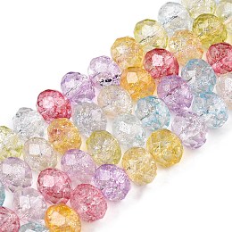 Transparent Glass Beads Strands, Faceted(32 Facets), Rondelle<P>Please Note: Because these beads are made in different batches, the color could be slightly different from one batch of beads to the next, Colorful, 8x6.5mm, Hole: 1.2mm, about 63pcs/strand, 15.55''(39.5cm)