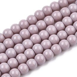 Opaque Solid Color Glass Beads Strands, Round, Rosy Brown, 4~4.5mm, Hole: 0.8mm, about 97~99pcs/strand, 14.76 inch~14.96 inch(37.5~38cm)