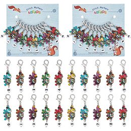 NBEADS 20 Pcs Elephant with Number Stitch Markers, Enamel Alloy Crochet Stitch Marker Charms Lobster Claw Clasps Locking Stitch Marker for Knitting Weaving Sewing Jewelry Making