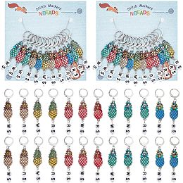 NBEADS 24 Pcs Pineapple with Number Stitch Markers, Alloy Enamel Crochet Stitch Marker Charms Locking Stitch Marker with 304 Stainless Steel Leverback for Knitting Weaving Sewing Jewelry Making