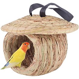 AHANDMAKER Bird Nest for Parakeets Cage, Straw Natural Fiber Style Bird Cage Accessories Birds Toy, Parrots Cozy Resting Breeding Place for Parrots Parakeets, Cockatiels, Lovebirds, Canaries