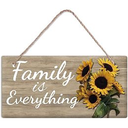 Arricraft Family is Everything Plaque Colorful Hanging Door Sign Rustic Door Plate with Jute Twine Funny Wall Door Decor for Front Door Farmhouse Office Coffee Shop Bar Decoration 5.9x11.8in