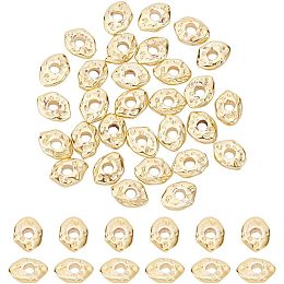 Arricraft 30 Pcs Brass Spacer Beads, Metal 14K Gold Plated Eye Shape Beads Loose Irregular Beads for Crafts Necklace Bracelet Earring Jewelry Making, Hole: 1.8mm