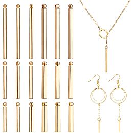 BENECREAT 36Pcs 18K Gold Plated Brass Bar Pendants, 6 Style Column and Cuboid Brass Links Connectors for Bracelet Necklace Jewelry Making, Hole: 0.8mm