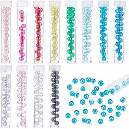 OLYCRAFT 480pcs 12 Colors Plastic Round Beads 6mm Pearl Beads Colorful Plastic Beads with Hole Round Loose Beads for Bracelet Necklace Earrings Jewelry Making DIY Crafts