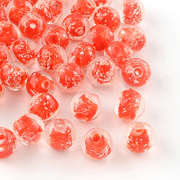 Honeyhandy Handmade Luminous Lampwork Beads, Round, Red, 8mm, Hole: 1mm