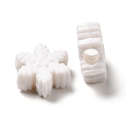 Honeyhandy Opaque Acrylic Beads, Christmas Snowflake, White, 14.5x13x6mm, Hole: 4mm, about 950pcs/500g