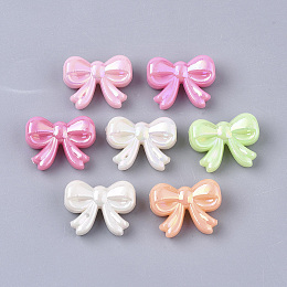 Honeyhandy Opaque Acrylic Beads, AB Color Plated, Bowknot, Mixed Color, 15x20x8mm, Hole: 3mm, about 595pcs/500g