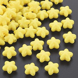 Honeyhandy Opaque Acrylic Beads, Star, Yellow, 10x10.5x6mm, Hole: 1.6mm, about 1690pcs/500g