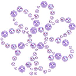 SUNNYCLUE 1 Box 1000Pcs 5 Sizes Flatback Pearl Cabochons Half Round Acrylic Pearl Flat Back Loose Beads Gem 6/8/10/12/14MM for DIY Jewelry Making Nail Phone Decoration Scrapbook, Purple