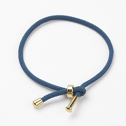 Honeyhandy Cotton Twisted Cord Bracelet Making, with Stainless Steel Findings, Golden, Marine Blue, 9 inch~9-7/8 inch(23~25cm), 3mm