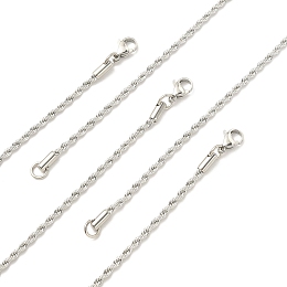 Honeyhandy 5Pcs 304 Stainless Steel Round Twist Rope Chain Necklaces Set for Men Women, Stainless Steel Color, 20 inch(50.8cm)