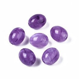 Honeyhandy Acrylic Beads, Imitation Gemstone Style, Barrel, Medium Orchid, 13x10mm, Hole: 2mm, about 550pcs/500g