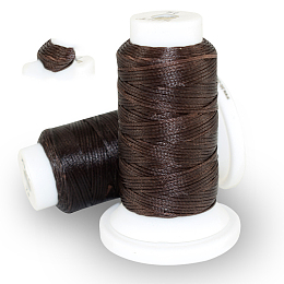 Honeyhandy Flat Waxed Polyester Cord, for Leather Sewing Stitching, Coconut Brown, 0.8mm, about 54.68 yards(50m)/roll