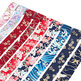 Fingerinspire Japanese Kimono Style Floral Cotton Ribbon, Single Printed, for DIY Hair Bow, Headwear, Handmade Trim, Mixed Color, 1-1/2 inch(40mm), 9 colors, 2yard/color, 18yard/set.