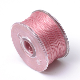 Honeyhandy Special Coated Polyester Beading Threads for Seed Beads, Pale Violet Red, 0.1mm, about 50yards/roll