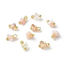 Honeyhandy Electroplate Glass Charms, with Brass Ball Head Pins, Triangle, Antique White, 8x6x4.5mm, Hole: 1.8mm