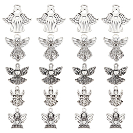 SUNNYCLUE 1 Box 50Pcs 5 Style Guardian Angel Charms Angel Wing Charms Bless Lucky Charm Fairy Wing Tibet Style Alloy Fairy Charm for Jewelry Making Charms DIY Craft Bracelets Necklace Earrings Women