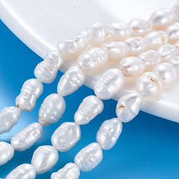 Honeyhandy Natural Keshi Pearl Beads Strands, Cultured Freshwater Pearl, Rice, Seashell Color, 9~11x5~8x4~7mm, Hole: 0.6mm, about 37~41pcs/strand, 15.35 inch(39cm)