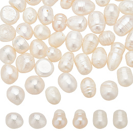 WADORN 45Pcs 3 Style Natural Cultured Freshwater Pearl Beads, Rice & Nuggets, Seashell Color, 8.5~13x6.5~10mm, Hole: 0.5~0.8mm, 15pcs/style