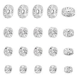 UNICRAFTALE 40Pcs 4 Sizes Rhinestone Spacer Beads 316 Surgical Stainless Steel Beads 1~2mm Hole Stopper Beads Disc Rhinestone Bracelets Beads for Jewelry Making