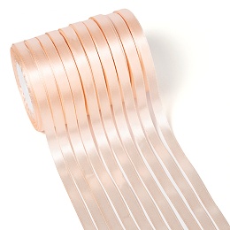 Honeyhandy Single Face Satin Ribbon, Polyester Ribbon, Light Salmon, 3/8 inch(10mm), about 25yards/roll(22.86m/roll), 10rolls/group, 250yards/group(228.6m/group)