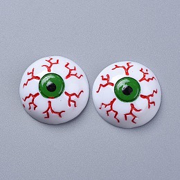 Honeyhandy Halloween Theme Opaque Resin Cabochons, for Jewelry Making, Eyeball, with Bloodshot, Flat Back, White, 23.5x8mm