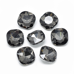 Honeyhandy Pointed Back Glass Rhinestone Cabochons, Faceted, Back Plated, Square, Gray, 12x12x5mm