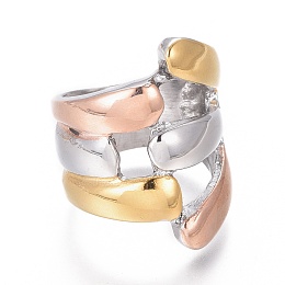 Honeyhandy 304 Stainless Steel Finger Rings, Stainless Steel Color & Golden & Rose Gold, Size 6~9, 16~19mm