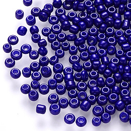 Honeyhandy 6/0 Baking Paint Glass Round Seed Beads, Blue, 4~5x3~4mm, Hole: 1~2mm, about 4500pcs/pound