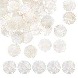 Arricraft 40 Pcs Natural Shell Beads, 0.5mm Clear Ab Color Flat Round Pearl Leather String Beads Jewelry Making for DIY Charm Bracelet Necklace Decorations