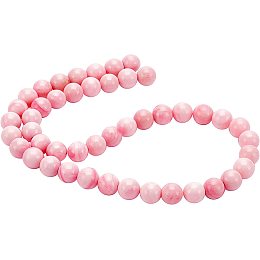 BENECREAT 1 Strand 15.9" Natural Pink Queen Conch Shell Beads Pink Round Loose Beads for DIY Jewelry Making