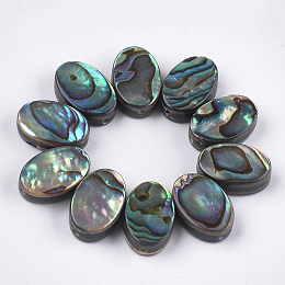 Honeyhandy Abalone Shell/Paua Shell Beads, Oval, Green, 12x8x3.5~4mm, Hole: 1mm