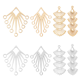 DICOSMETIC 8Pcs 2 Styles 2 Colors Stainless Steel Fan Shape Filligree Chandelier Components Links Gold Dangle Components Links Fan Dangle Connector Charms for DIY Bracelet Necklace Jewelry Making