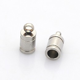 Honeyhandy 201 Stainless Steel Cord Ends, End Caps, Stainless Steel Color, 10x5mm, Hole: 2mm, Inner diameter: 4mm