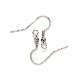 Honeyhandy 304 Stainless Steel French Earring Hooks, Flat Earring Hooks, Ear Wire, with Horizontal Loop, Stainless Steel Color, 18~20x21mm, Hole: 2.5mm, Pin: 0.7mm