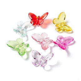 Honeyhandy Transparent Acrylic Pendants, Butterfly, Mixed Color, 38.5x55x9.5mm, Hole: 2.3mm, about 50pcs/bag