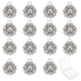 SUNNYCLUE 1 Box 120Pcs Sunflower Pendant Bulk Alloy Flower Charms Antique Silver Pendants for Jewelry Making Charms Findings Bracelet Necklace Earring Keychain DIY Crafting Supplies Accessories