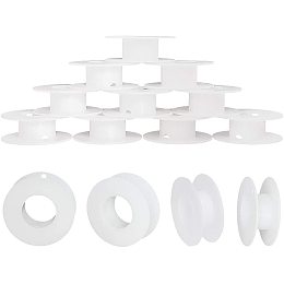 PandaHall Elite 20 Pack White Plastic Bobbin Empty Spools Natural Wire Weaving Bobbins Tape Spools for Ribbon Beading String Wire Bobbin Cord Rope Chain Roll, 2.16in