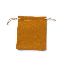 Honeyhandy Velvet Packing Pouches, Drawstring Bags, Goldenrod, 12~12.6x10~10.2cm