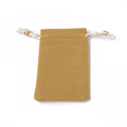 Honeyhandy Velvet Packing Pouches, Drawstring Bags, Goldenrod, 9.2~9.5x7~7.2cm