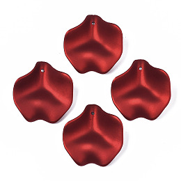 Honeyhandy Rubberized Style Opaque Acrylic Pendants, Petal, Dark Red, 37.7x34.8x12mm, Hole: 1.7mm